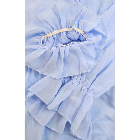 Faeriesty Ski Blue Off Shoulder Long Sleeves Tiered Waist Tie Maxi Dress 4XL - Picture 8 of 9